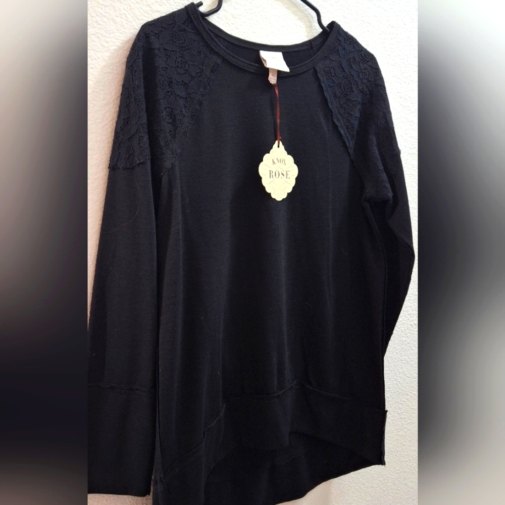 Black Lace Detail Women's Top